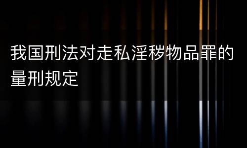我国刑法对走私淫秽物品罪的量刑规定
