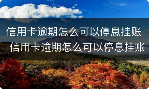 信用卡逾期怎么可以停息挂账 信用卡逾期怎么可以停息挂账呢