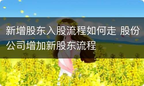 新增股东入股流程如何走 股份公司增加新股东流程