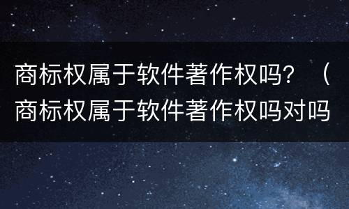 商标权属于软件著作权吗？（商标权属于软件著作权吗对吗）
