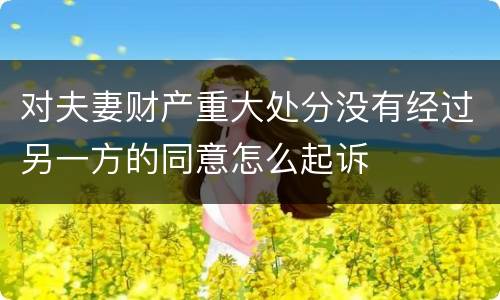 对夫妻财产重大处分没有经过另一方的同意怎么起诉
