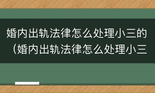 婚内出轨法律怎么处理小三的（婚内出轨法律怎么处理小三的财产）