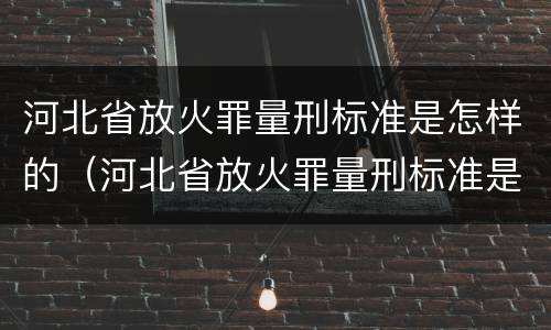 河北省放火罪量刑标准是怎样的（河北省放火罪量刑标准是怎样的呀）