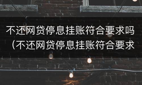 不还网贷停息挂账符合要求吗（不还网贷停息挂账符合要求吗）