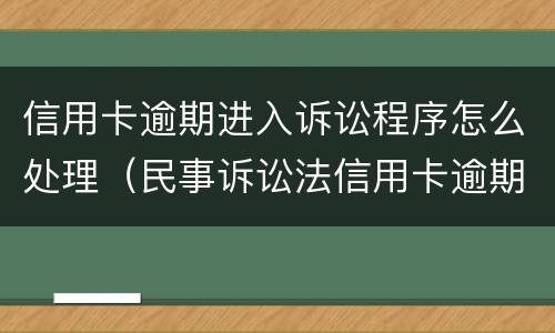 信用卡逾期进入诉讼程序怎么处理（民事诉讼法信用卡逾期）