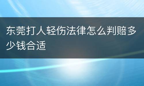 东莞打人轻伤法律怎么判赔多少钱合适