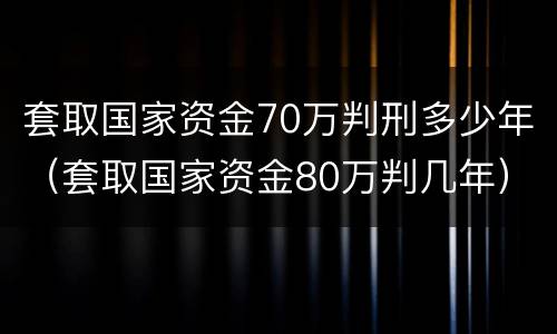 套取国家资金70万判刑多少年（套取国家资金80万判几年）