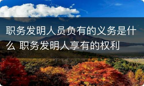 职务发明人员负有的义务是什么 职务发明人享有的权利