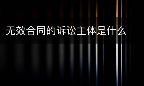 无效合同的诉讼主体是什么