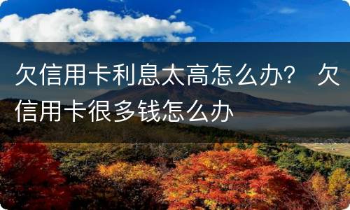 欠信用卡利息太高怎么办？ 欠信用卡很多钱怎么办