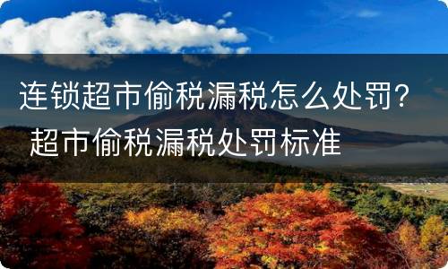 连锁超市偷税漏税怎么处罚？ 超市偷税漏税处罚标准