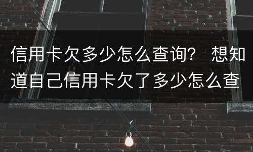 信用卡欠多少怎么查询？ 想知道自己信用卡欠了多少怎么查