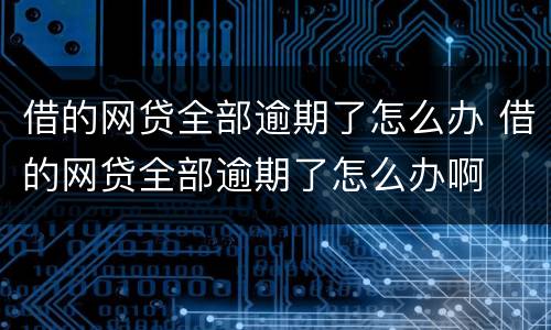 借的网贷全部逾期了怎么办 借的网贷全部逾期了怎么办啊