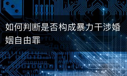 如何判断是否构成暴力干涉婚姻自由罪