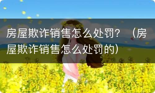 房屋欺诈销售怎么处罚？（房屋欺诈销售怎么处罚的）