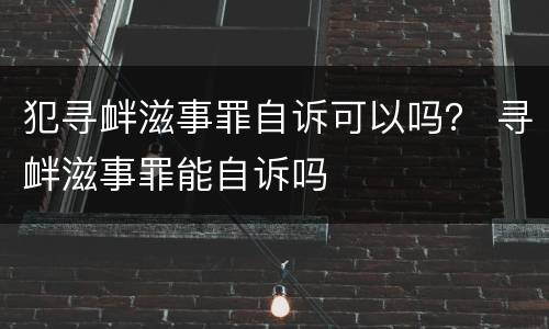 犯寻衅滋事罪自诉可以吗？ 寻衅滋事罪能自诉吗