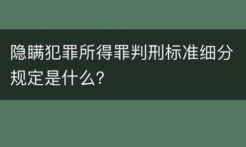 隐瞒犯罪所得罪判刑标准细分规定是什么？
