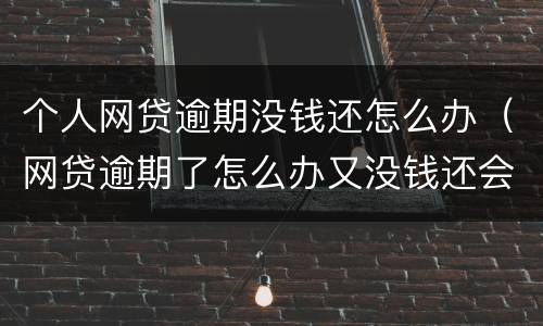 个人网贷逾期没钱还怎么办（网贷逾期了怎么办又没钱还会坐牢吗?）