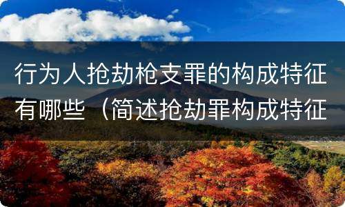 行为人抢劫枪支罪的构成特征有哪些（简述抢劫罪构成特征）