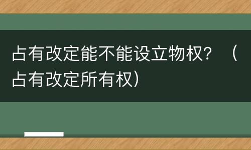 占有改定能不能设立物权？（占有改定所有权）
