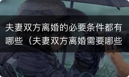 夫妻双方离婚的必要条件都有哪些（夫妻双方离婚需要哪些手续）