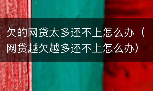 欠的网贷太多还不上怎么办（网贷越欠越多还不上怎么办）