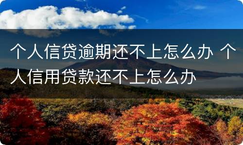 个人信贷逾期还不上怎么办 个人信用贷款还不上怎么办