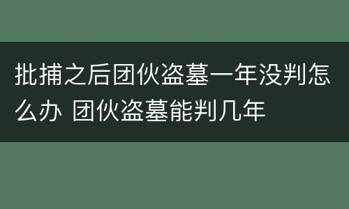 批捕之后团伙盗墓一年没判怎么办 团伙盗墓能判几年