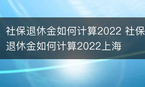 社保退休金如何计算2022 社保退休金如何计算2022上海