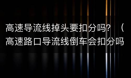 高速导流线掉头要扣分吗？（高速路口导流线倒车会扣分吗）