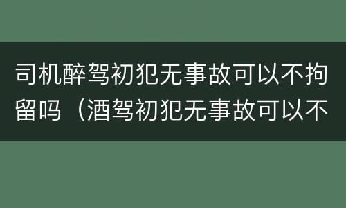 司机醉驾初犯无事故可以不拘留吗（酒驾初犯无事故可以不拘留吗）