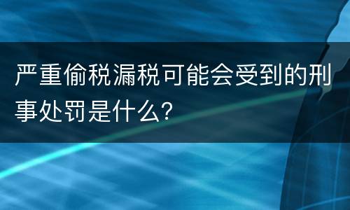 严重偷税漏税可能会受到的刑事处罚是什么？