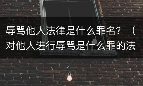辱骂他人法律是什么罪名？（对他人进行辱骂是什么罪的法）
