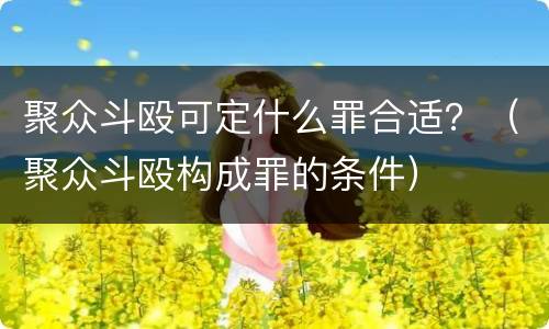 聚众斗殴可定什么罪合适？（聚众斗殴构成罪的条件）