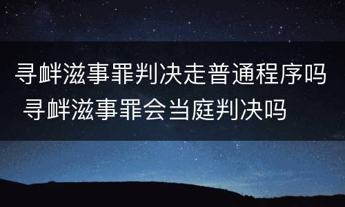 寻衅滋事罪判决走普通程序吗 寻衅滋事罪会当庭判决吗