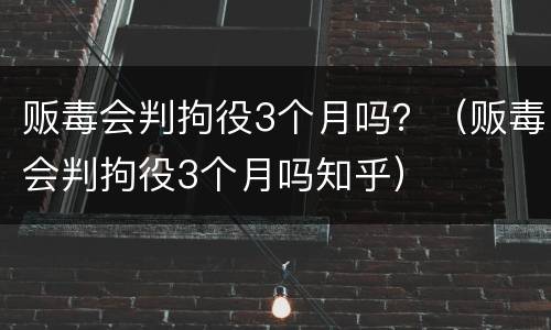 贩毒会判拘役3个月吗？（贩毒会判拘役3个月吗知乎）