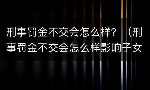 刑事罚金不交会怎么样？（刑事罚金不交会怎么样影响子女买房吗）
