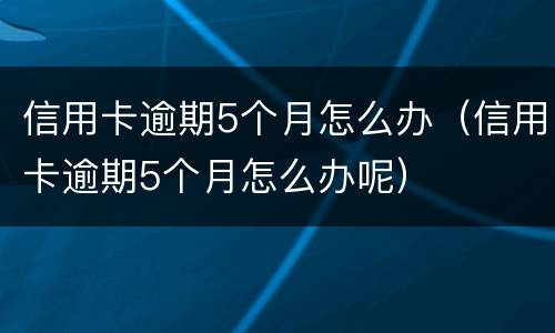 信用卡逾期5个月怎么办（信用卡逾期5个月怎么办呢）