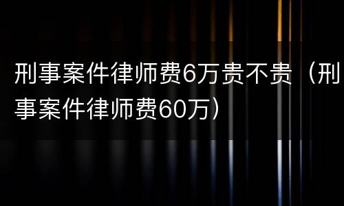 刑事案件律师费6万贵不贵（刑事案件律师费60万）