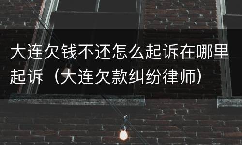 大连欠钱不还怎么起诉在哪里起诉（大连欠款纠纷律师）