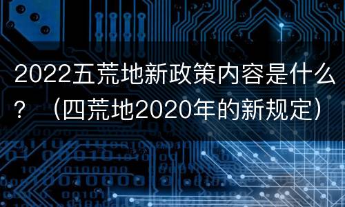 2022五荒地新政策内容是什么？（四荒地2020年的新规定）