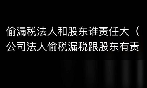 偷漏税法人和股东谁责任大（公司法人偷税漏税跟股东有责任吗）