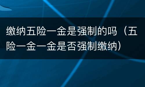 缴纳五险一金是强制的吗（五险一金一金是否强制缴纳）