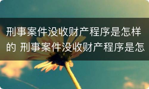 刑事案件没收财产程序是怎样的 刑事案件没收财产程序是怎样的规定