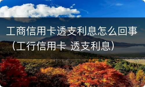 工商信用卡透支利息怎么回事（工行信用卡 透支利息）