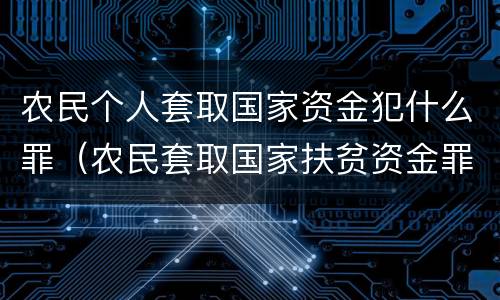 农民个人套取国家资金犯什么罪（农民套取国家扶贫资金罪）