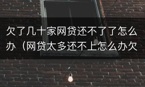 欠了几十家网贷还不了了怎么办（网贷太多还不上怎么办欠了好几十个）