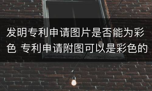 发明专利申请图片是否能为彩色 专利申请附图可以是彩色的么