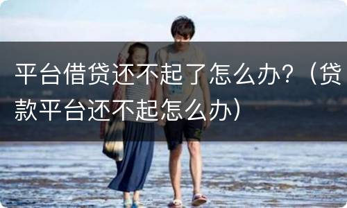 平台借贷还不起了怎么办?（贷款平台还不起怎么办）