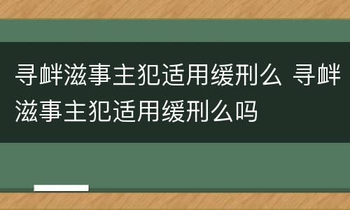 寻衅滋事主犯适用缓刑么 寻衅滋事主犯适用缓刑么吗